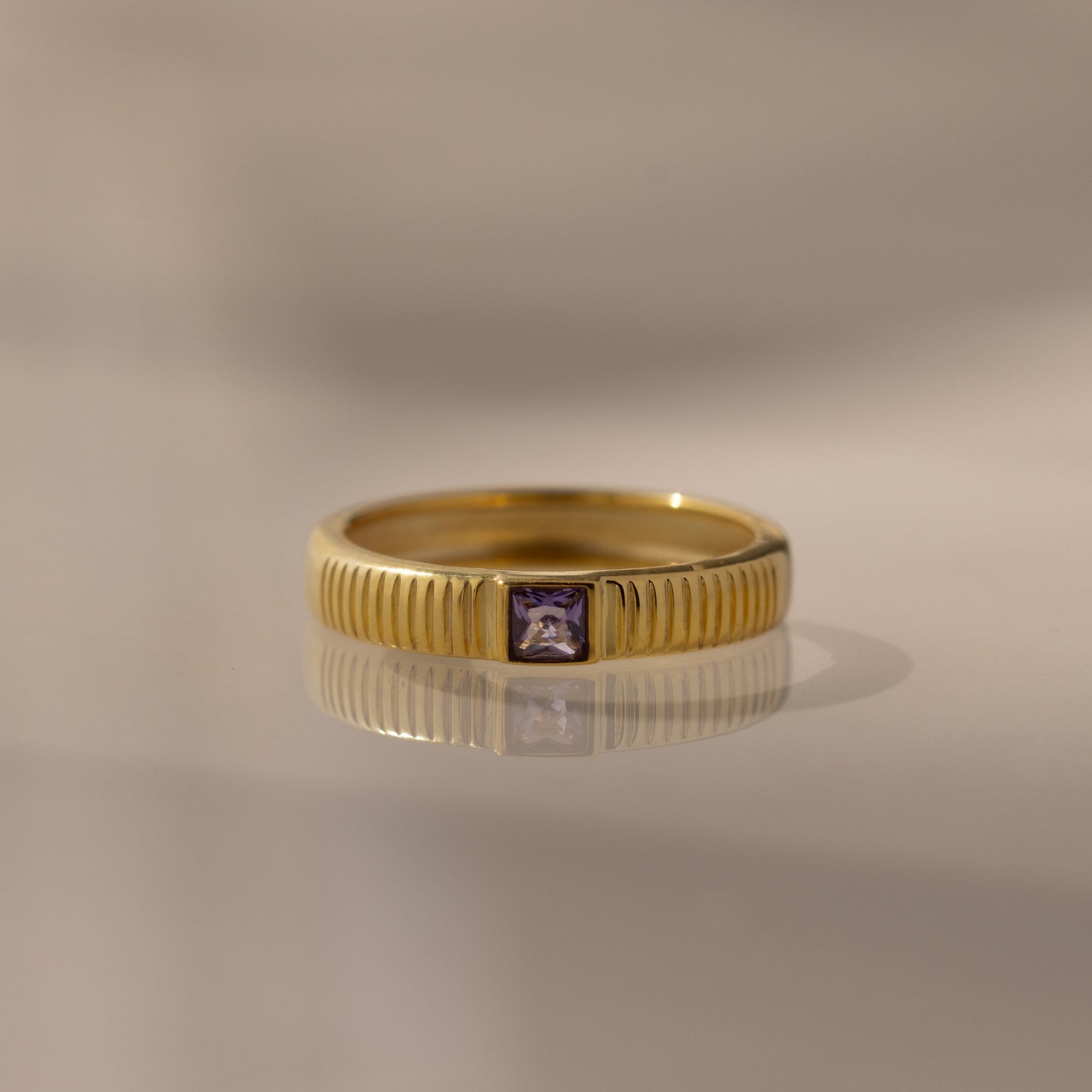Ribbed Birthstone Band