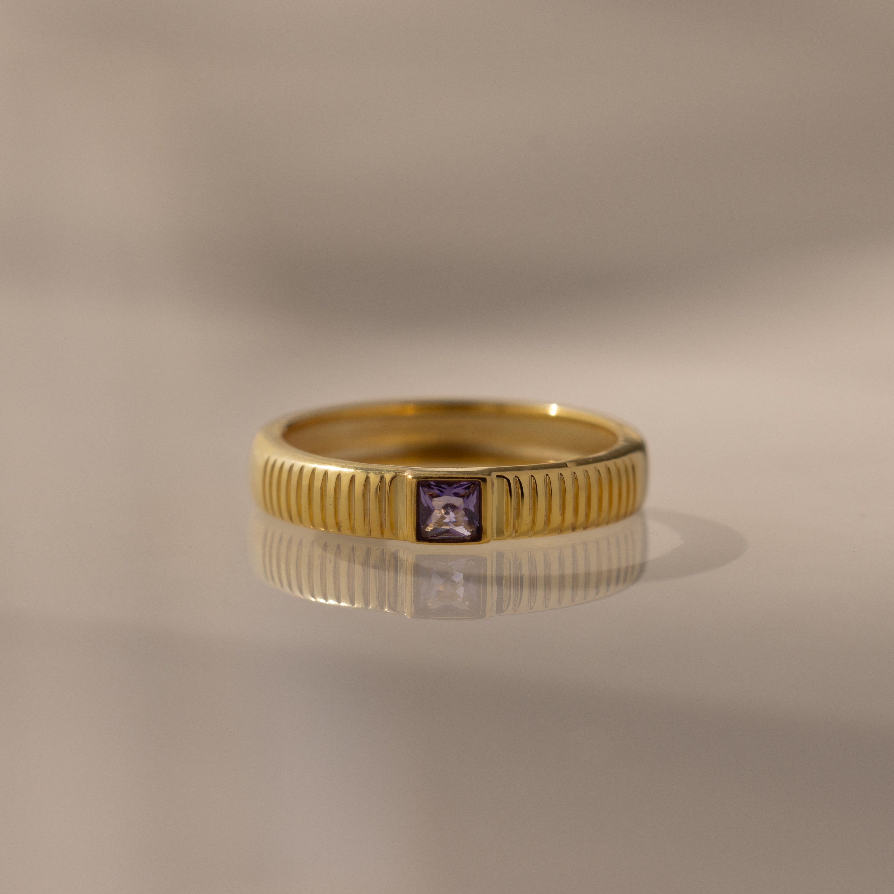 Ribbed Birthstone Band