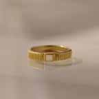 Ribbed Birthstone Band