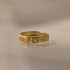 Ribbed Birthstone Band