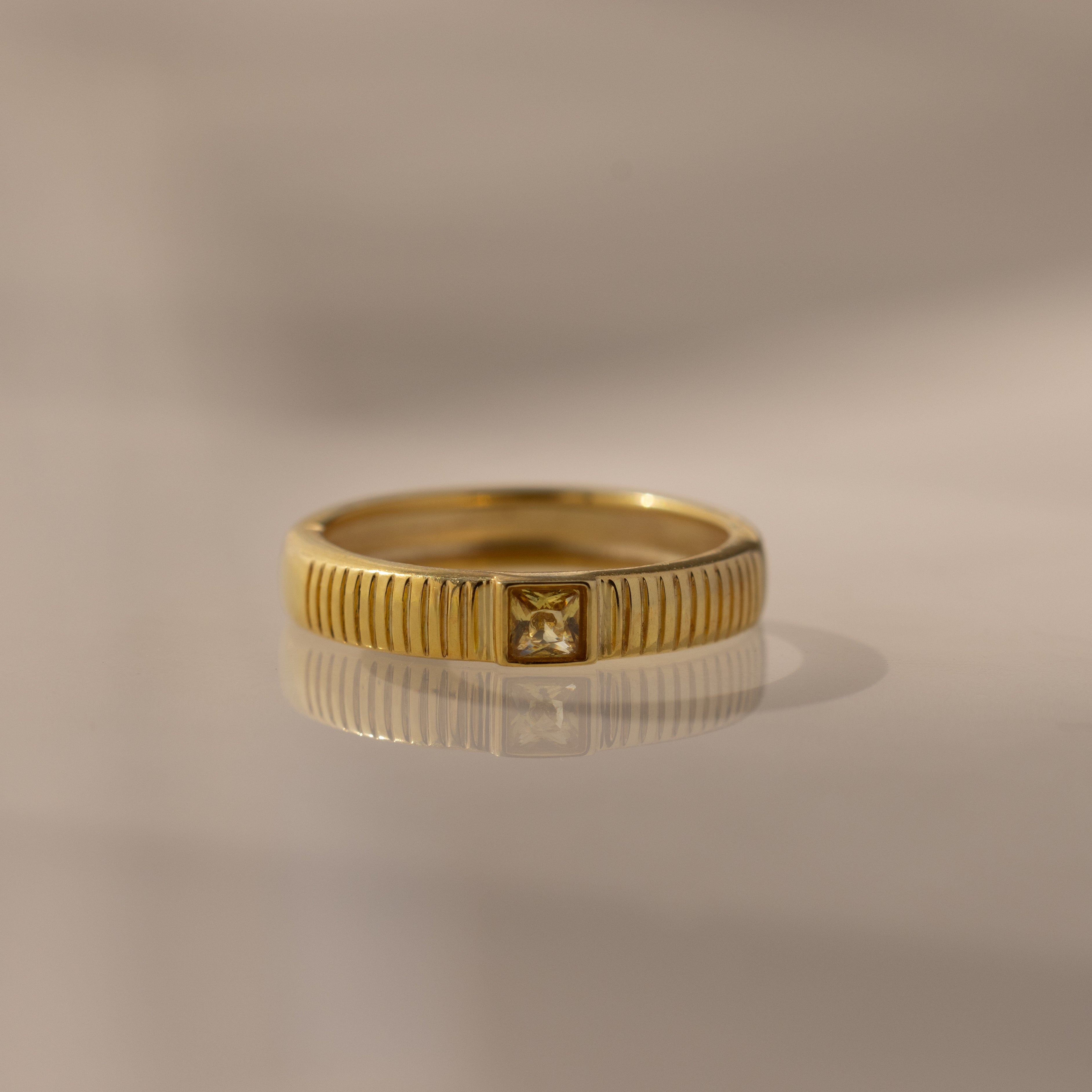 Ribbed Birthstone Band