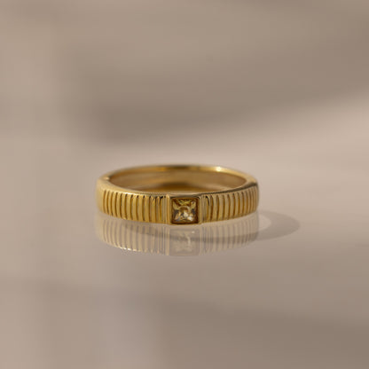 Ribbed Birthstone Band