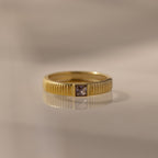 Ribbed Birthstone Band