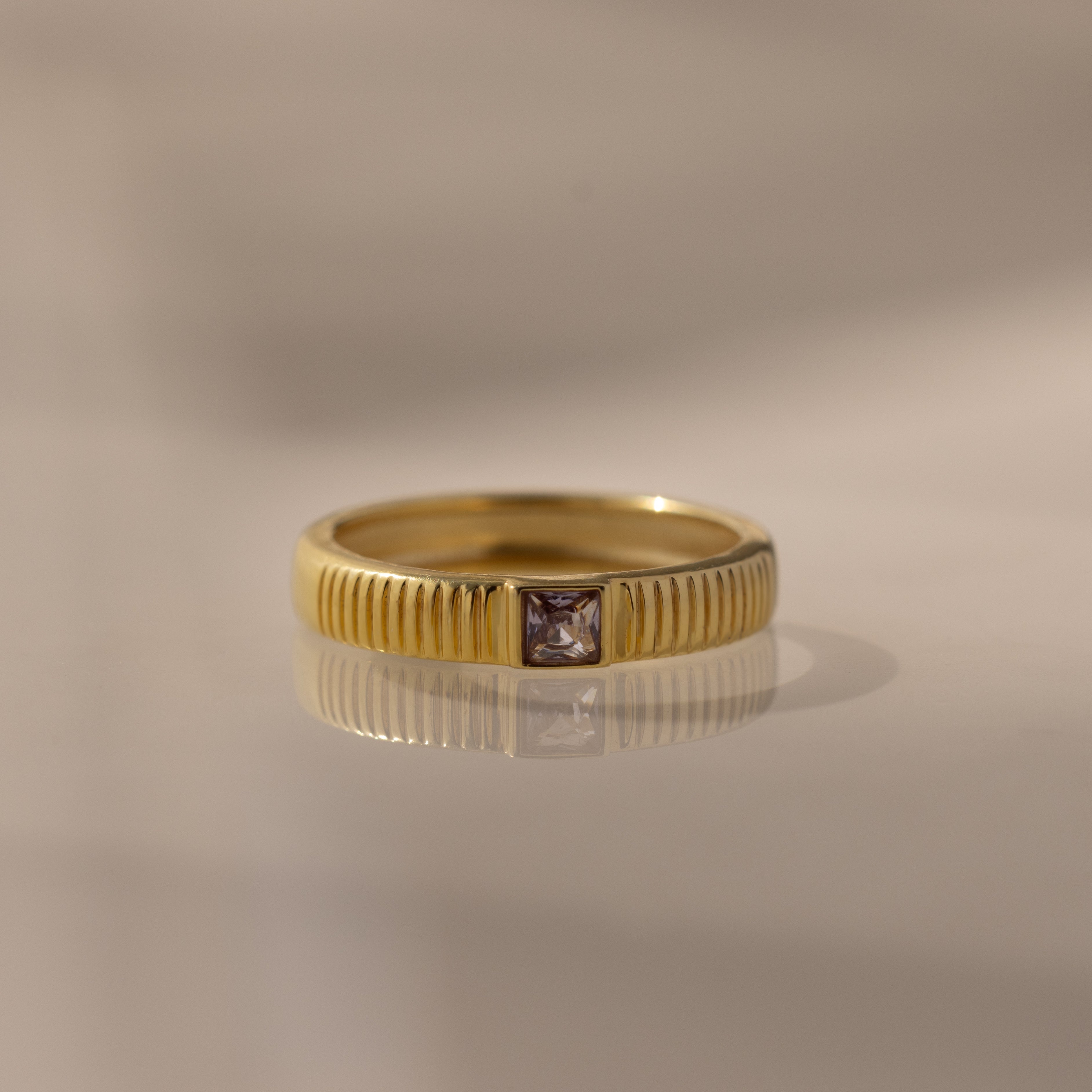 Ribbed Birthstone Band