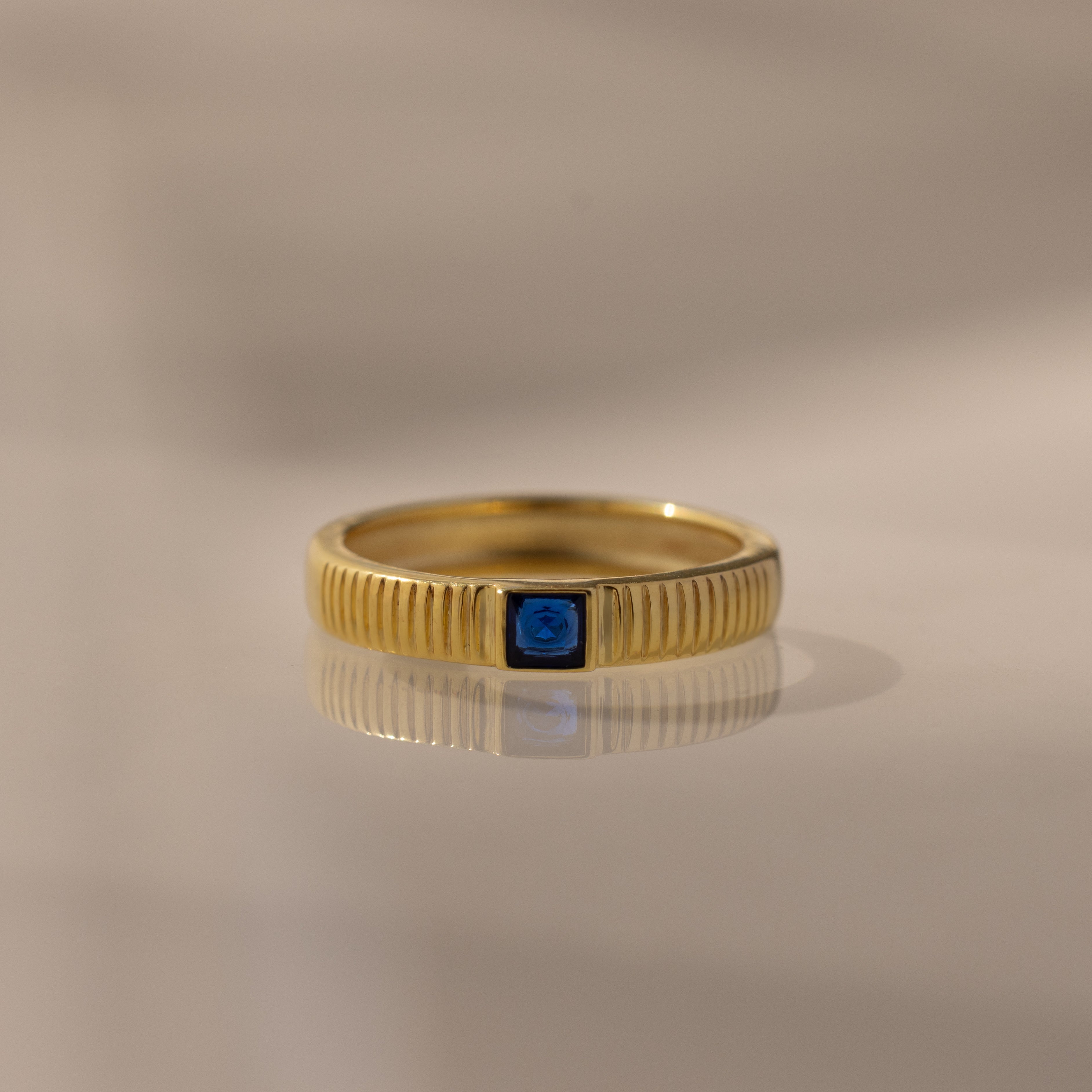 Ribbed Birthstone Band