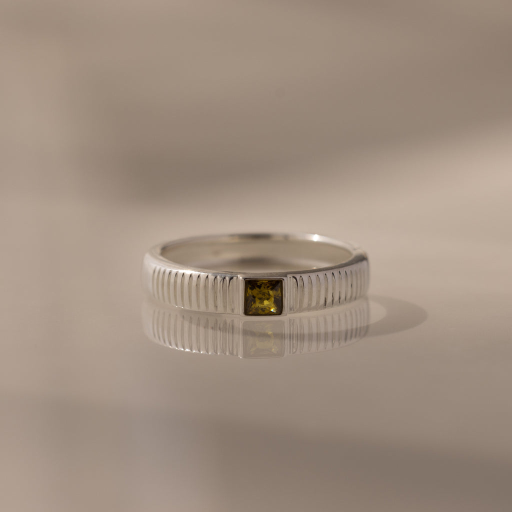 Ribbed Birthstone Band