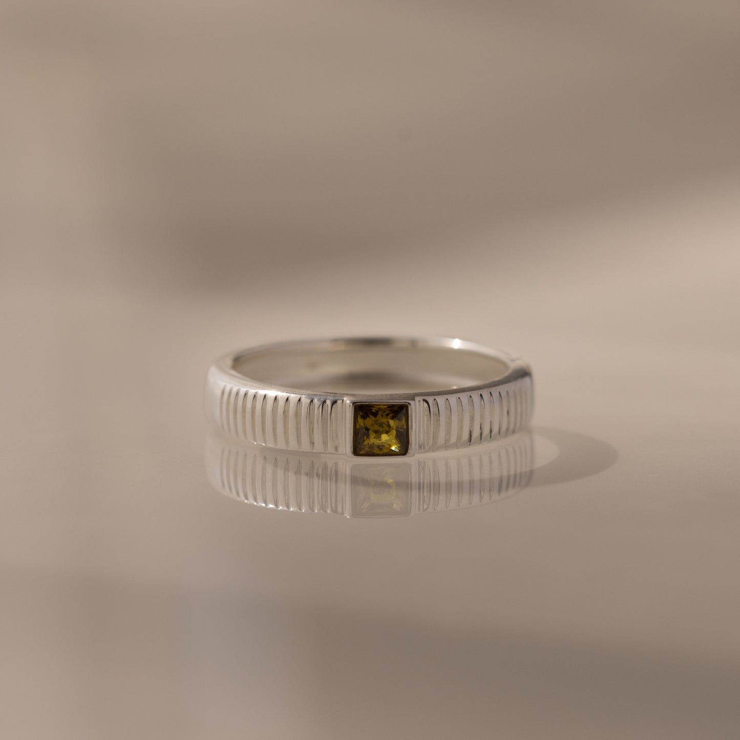 Ribbed Birthstone Band