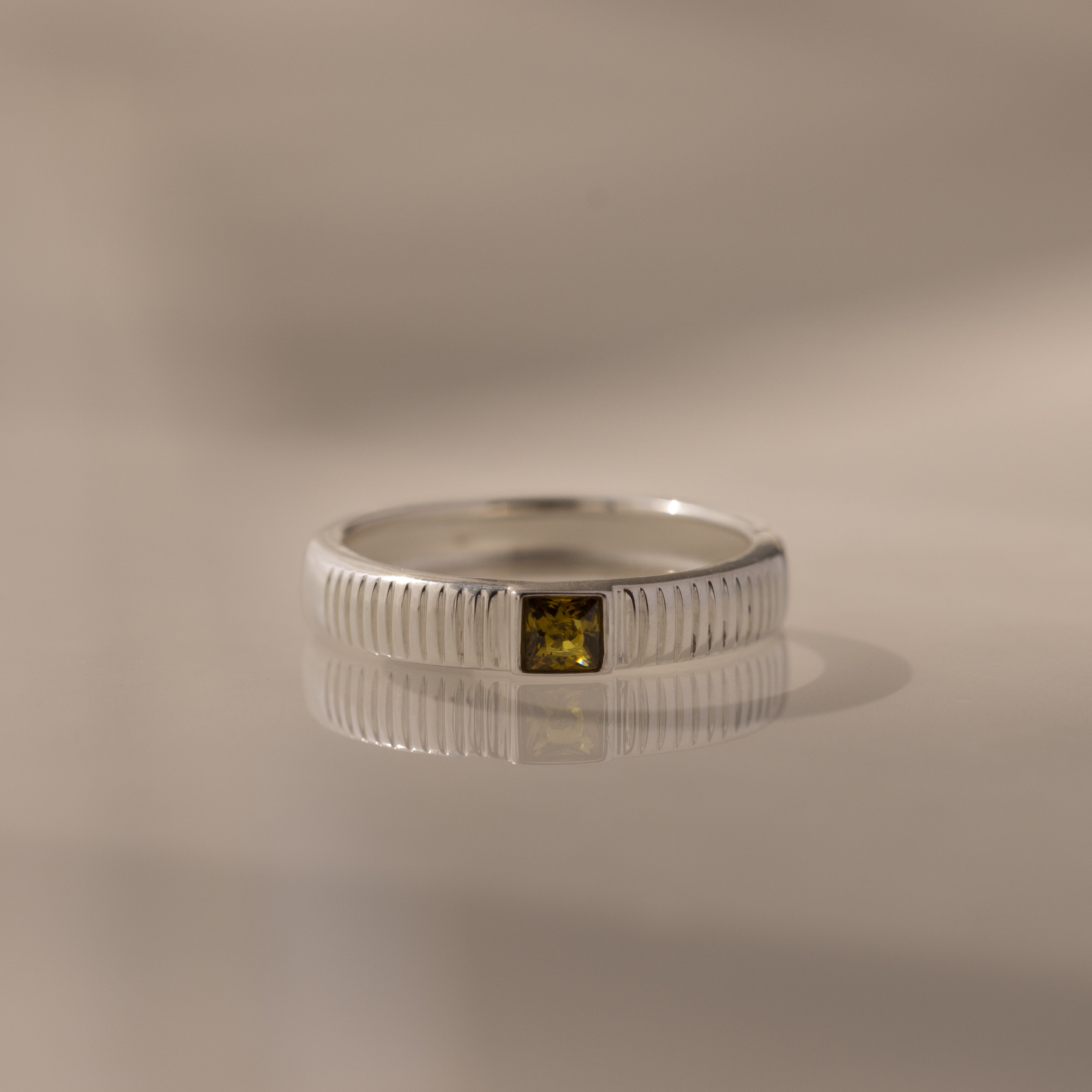 Ribbed Birthstone Band
