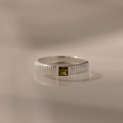 Ribbed Birthstone Band