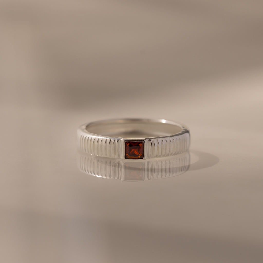 Ribbed Birthstone Band