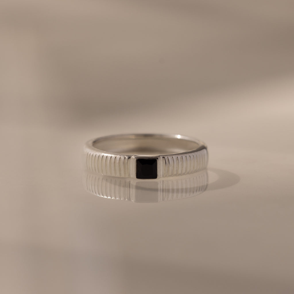 Ribbed Birthstone Band