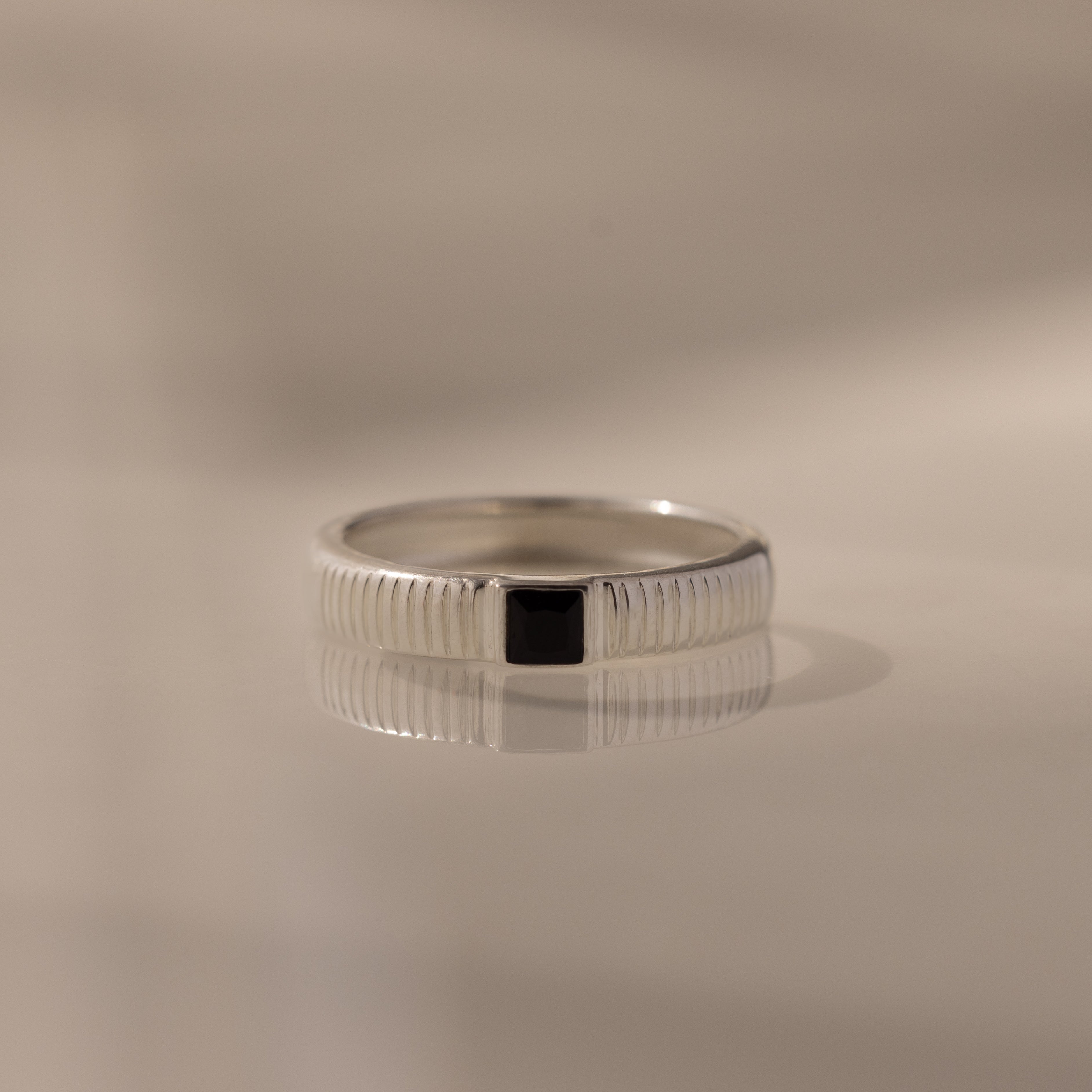 Ribbed Birthstone Band