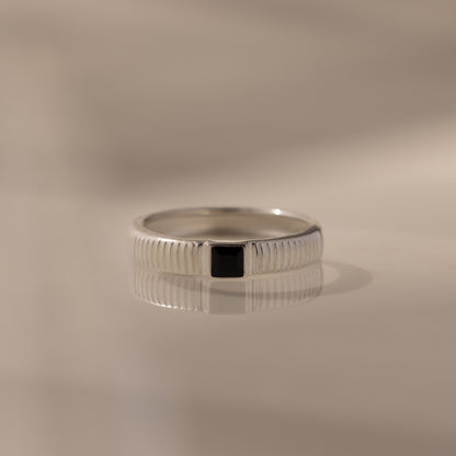 Ribbed Birthstone Band