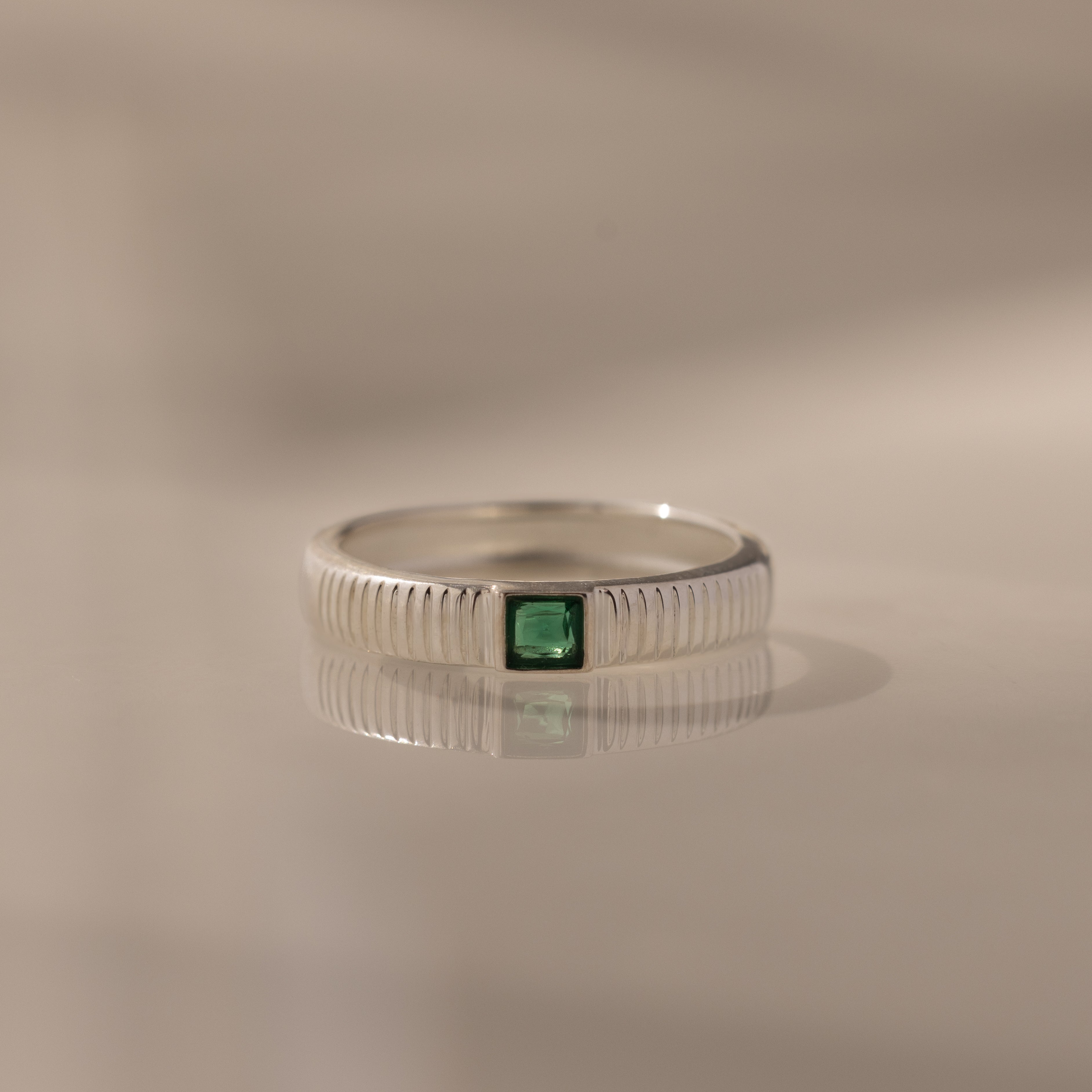 Ribbed Birthstone Band