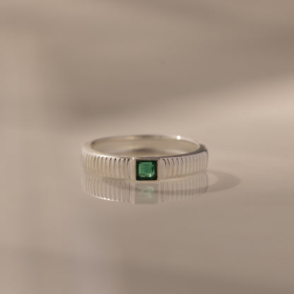 Ribbed Birthstone Band
