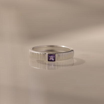 Ribbed Birthstone Band