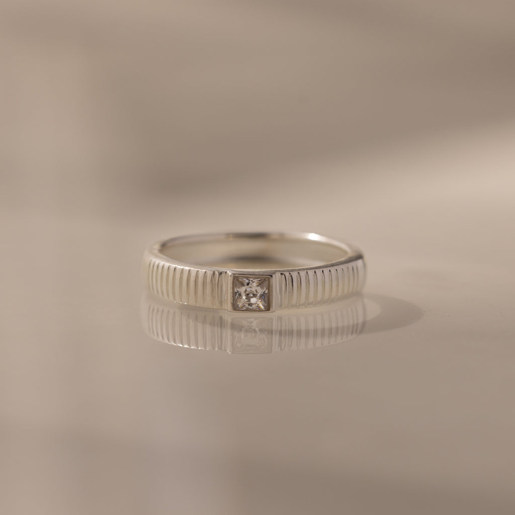 Ribbed Birthstone Band