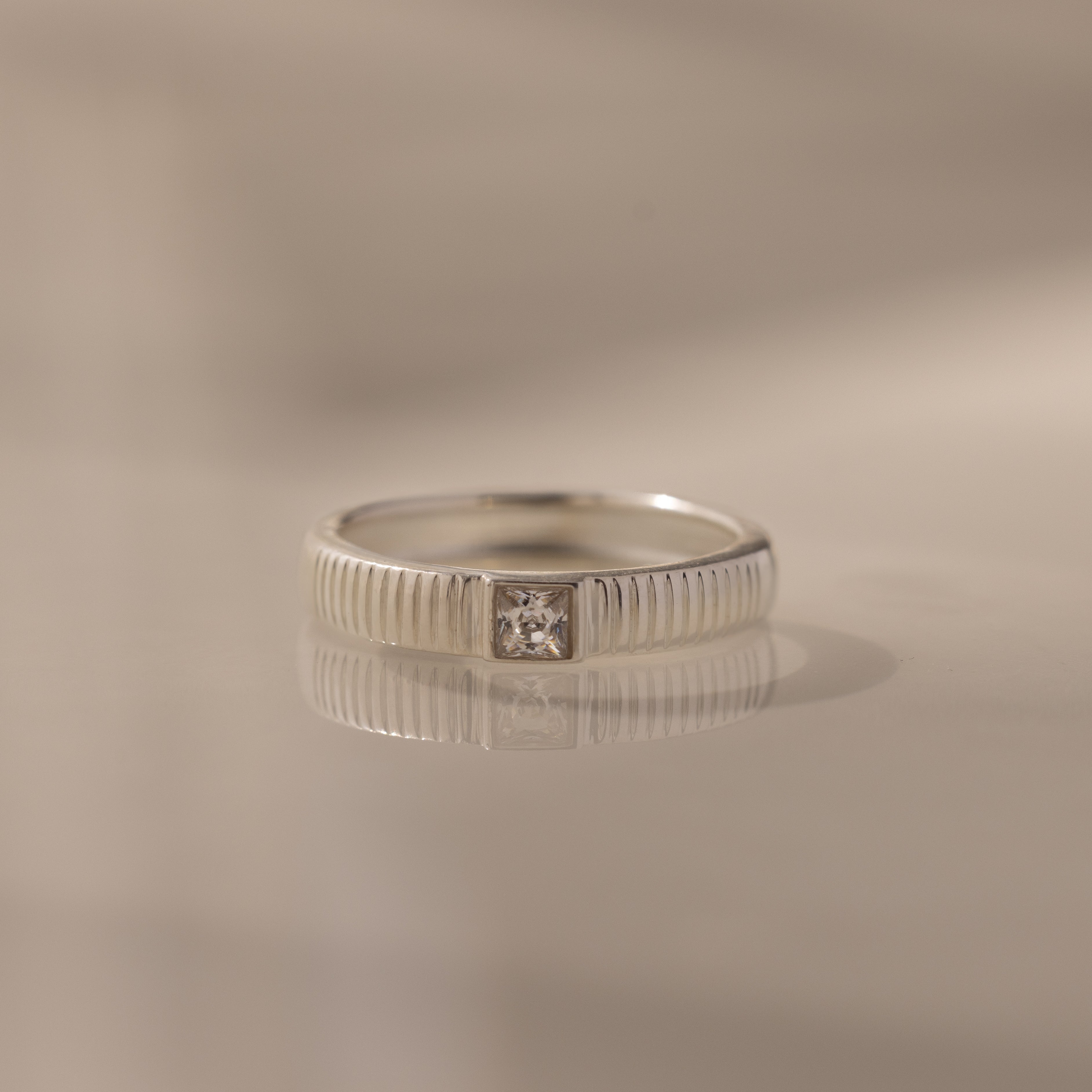 Ribbed Birthstone Band