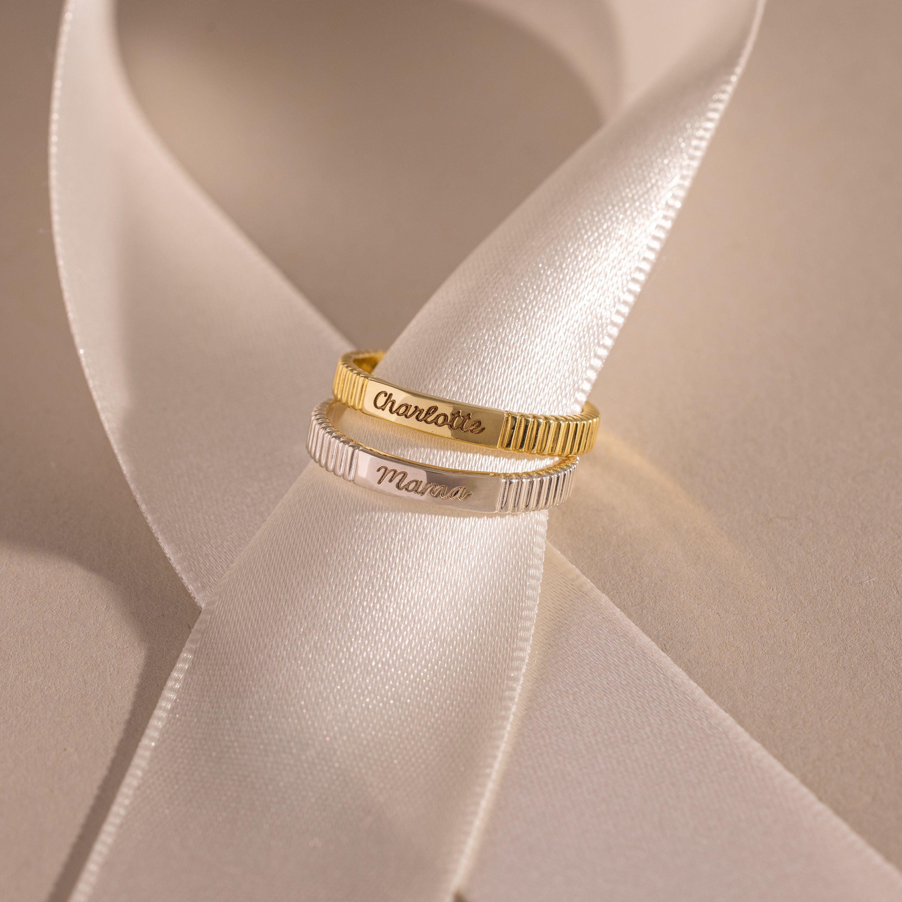 Ribbed Name Ring
