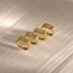 Ribbed Name Signet Ring