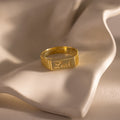 Ribbed Name Signet Ring