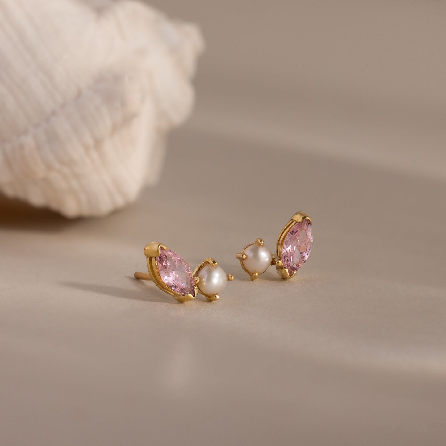 Marquise Birthstone & Pearl Studs