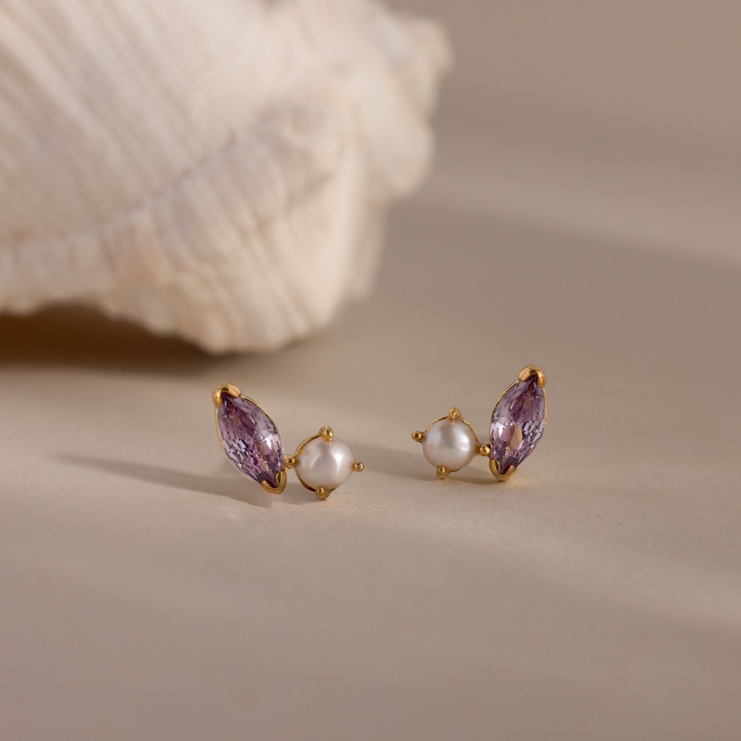Marquise Birthstone & Pearl Studs