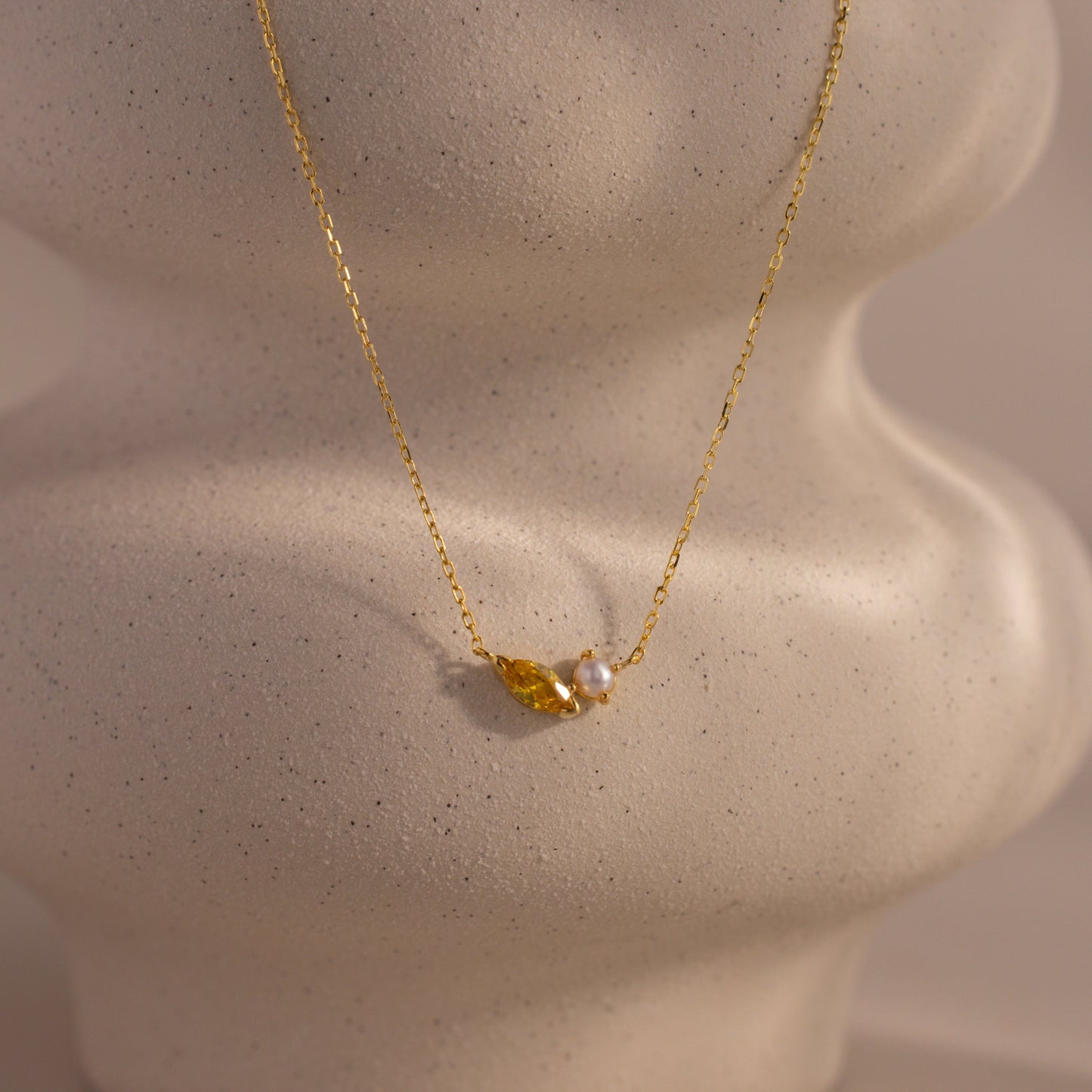 Marquise Birthstone & Pearl Necklace