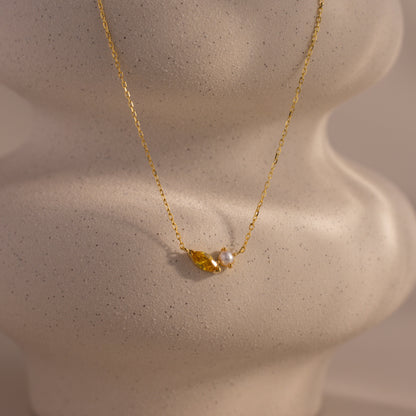 Marquise Birthstone & Pearl Necklace