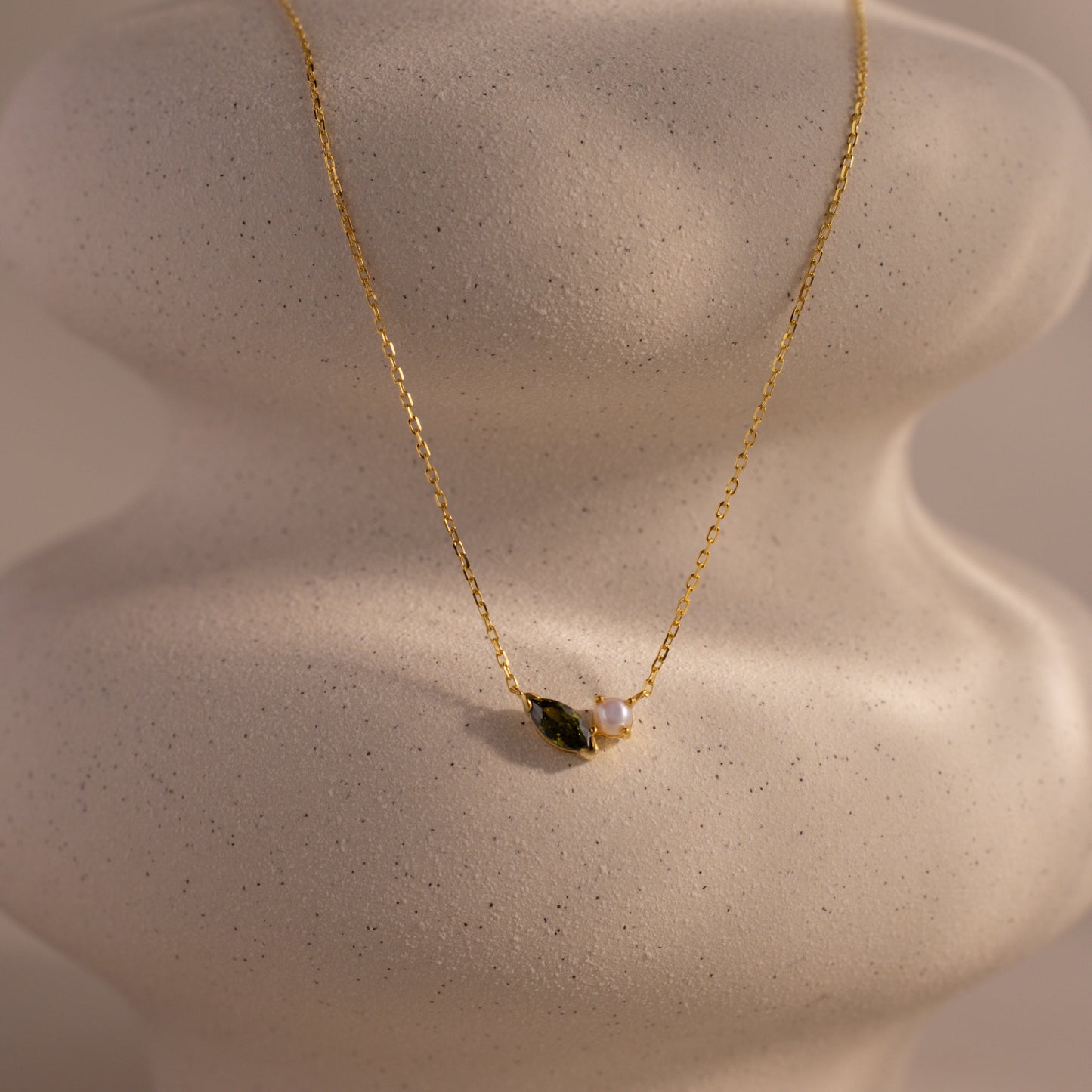 Marquise Birthstone & Pearl Necklace