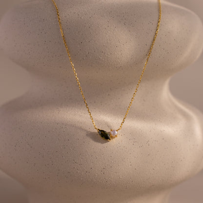 Marquise Birthstone & Pearl Necklace