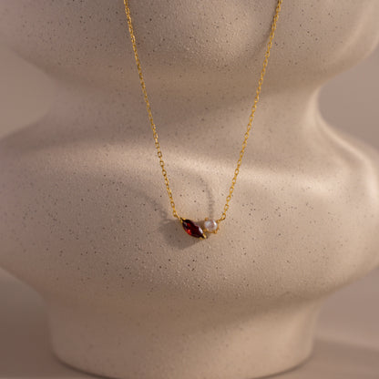 Marquise Birthstone & Pearl Necklace