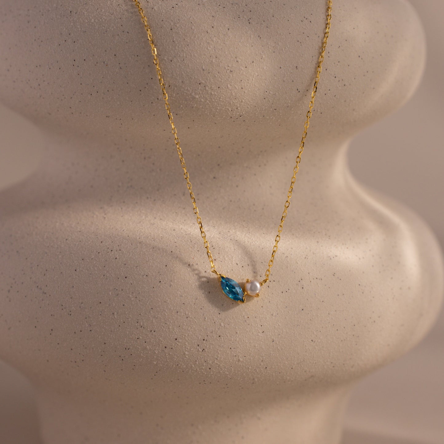 Marquise Birthstone & Pearl Necklace