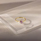 Teardrop Birthstone & Pearl Ring