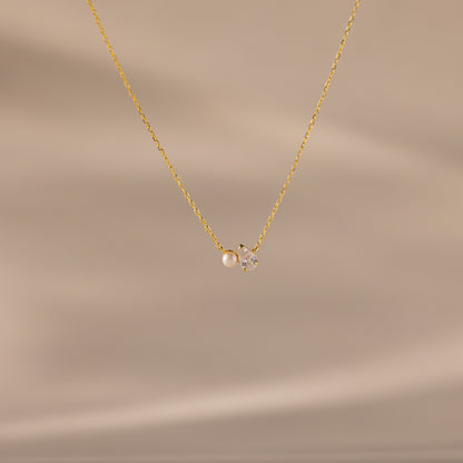 Teardrop Birthstone & Pearl Necklace
