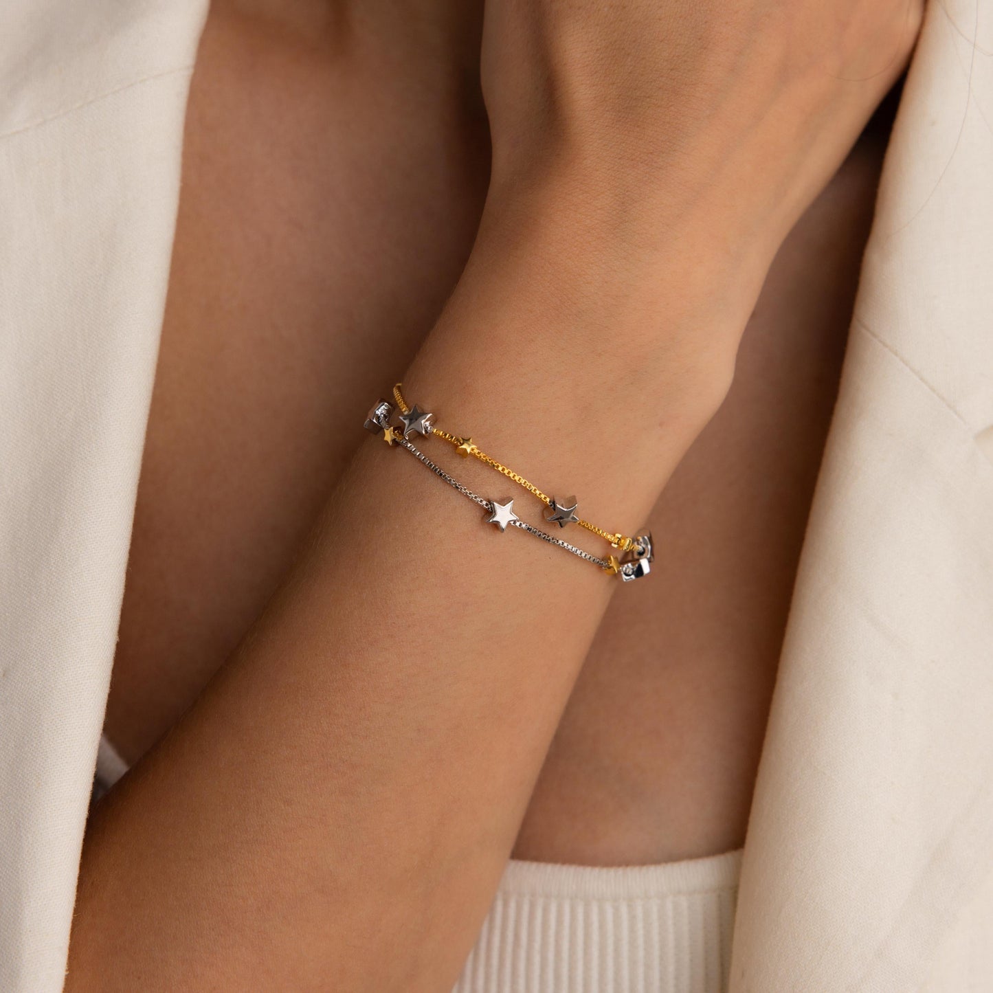 Mixed Metal Star Bracelet