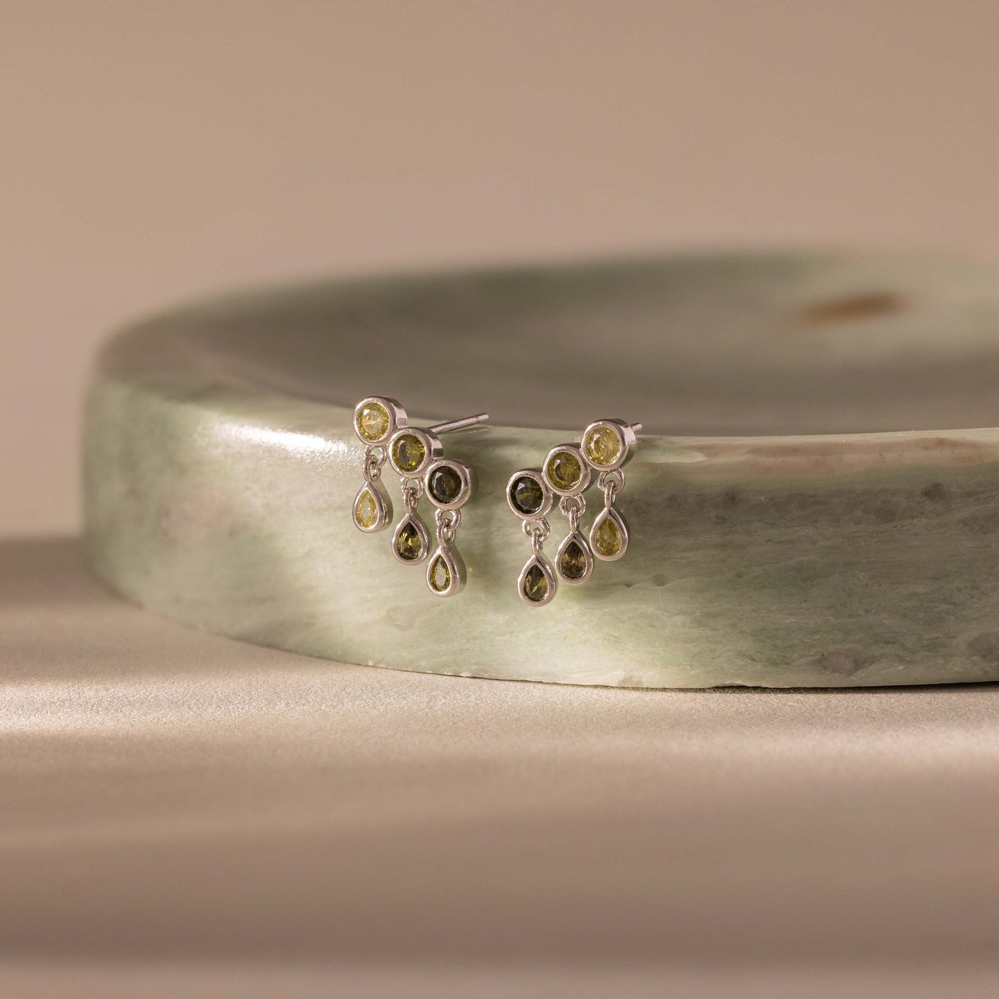 Peridot Raindrop Studs