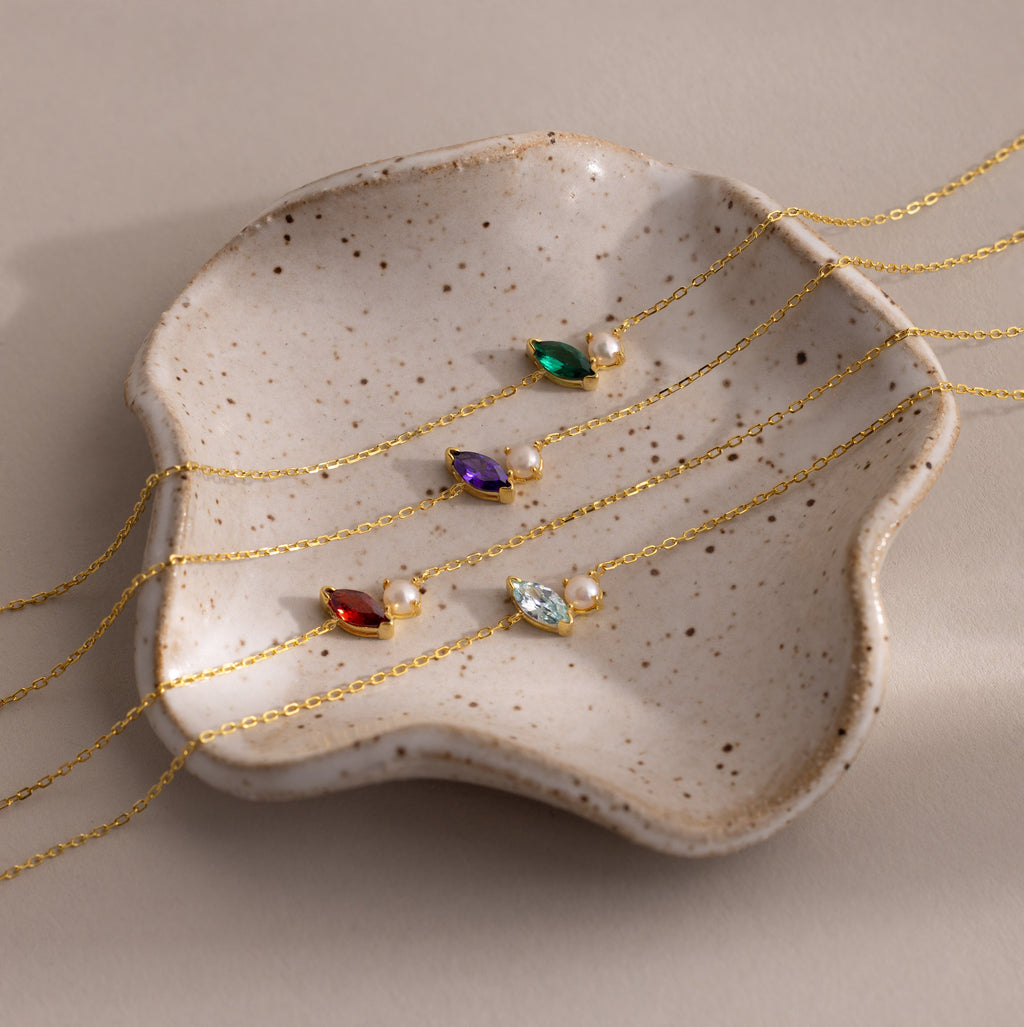 Marquise Birthstone & Pearl Bracelet