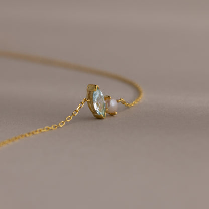 Marquise Birthstone & Pearl Bracelet