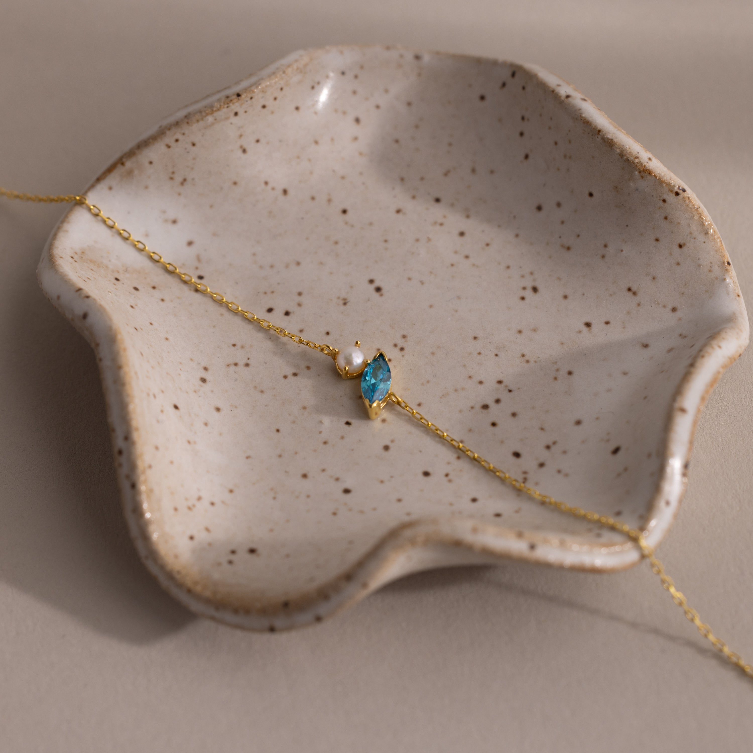 Marquise Birthstone & Pearl Bracelet
