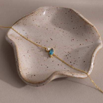 Marquise Birthstone & Pearl Bracelet