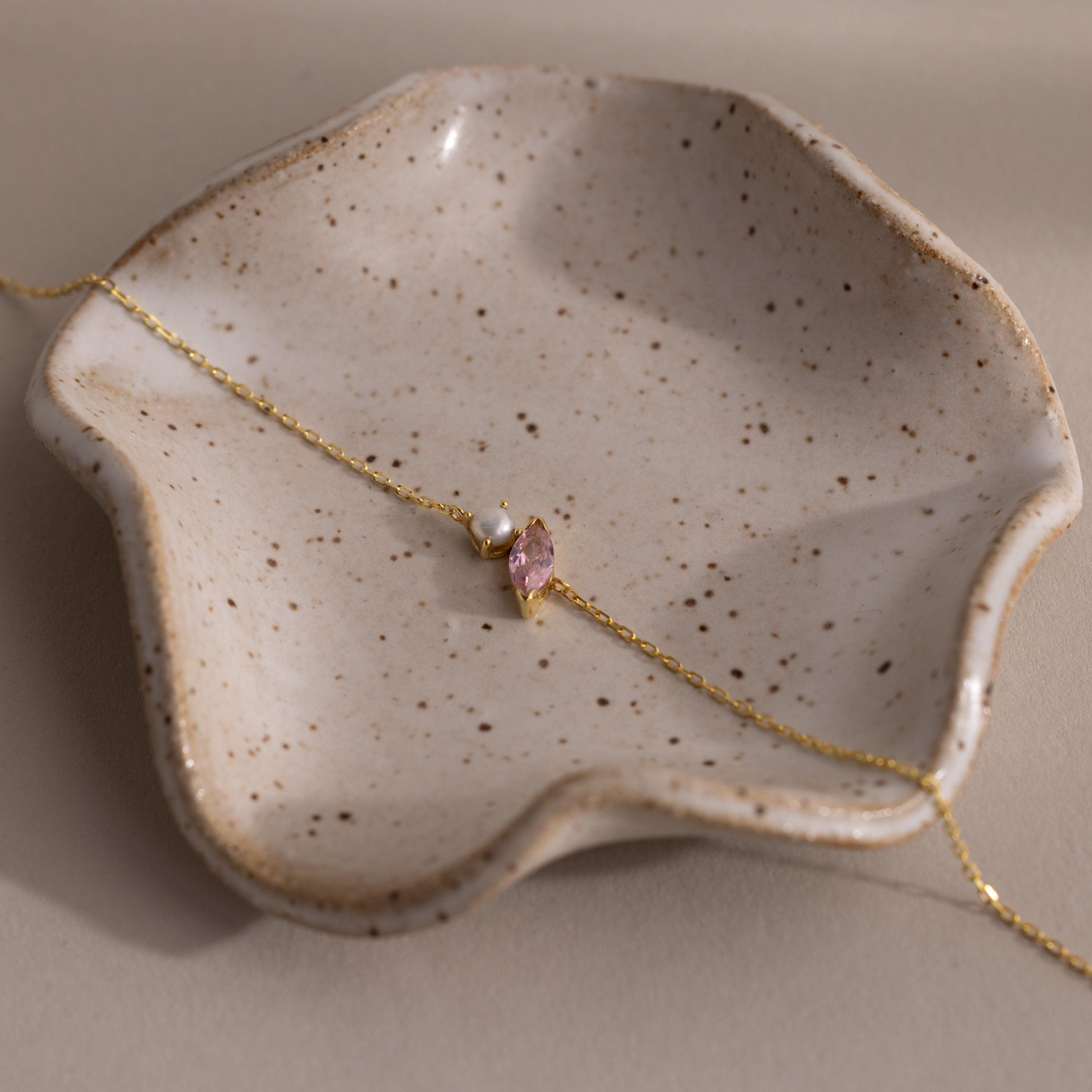 Marquise Birthstone & Pearl Bracelet