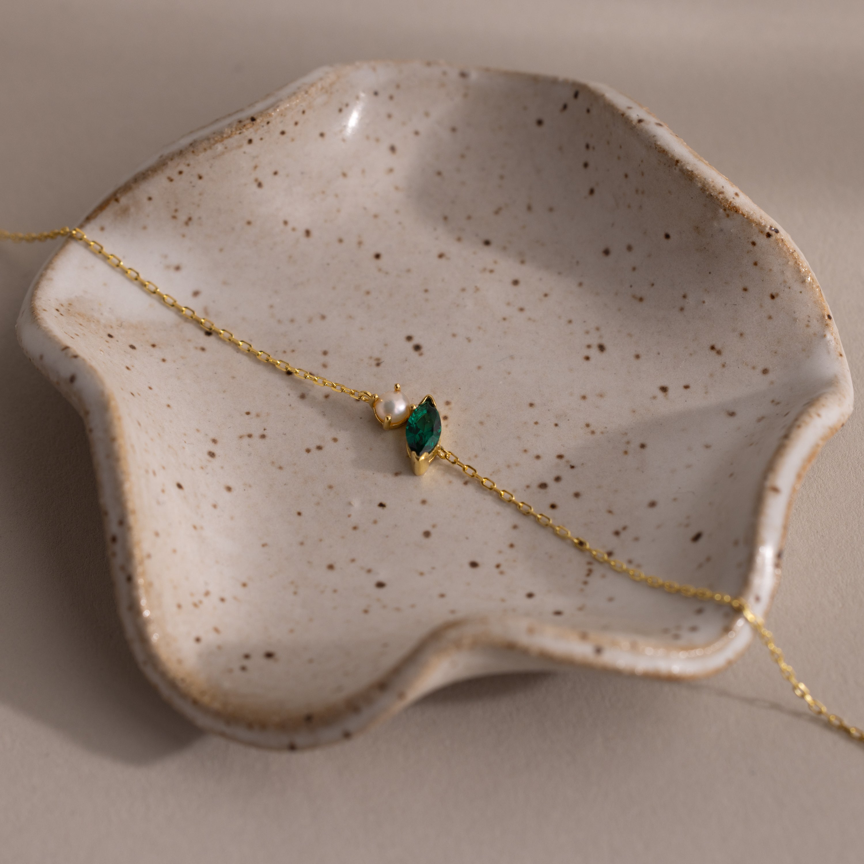 Marquise Birthstone & Pearl Bracelet