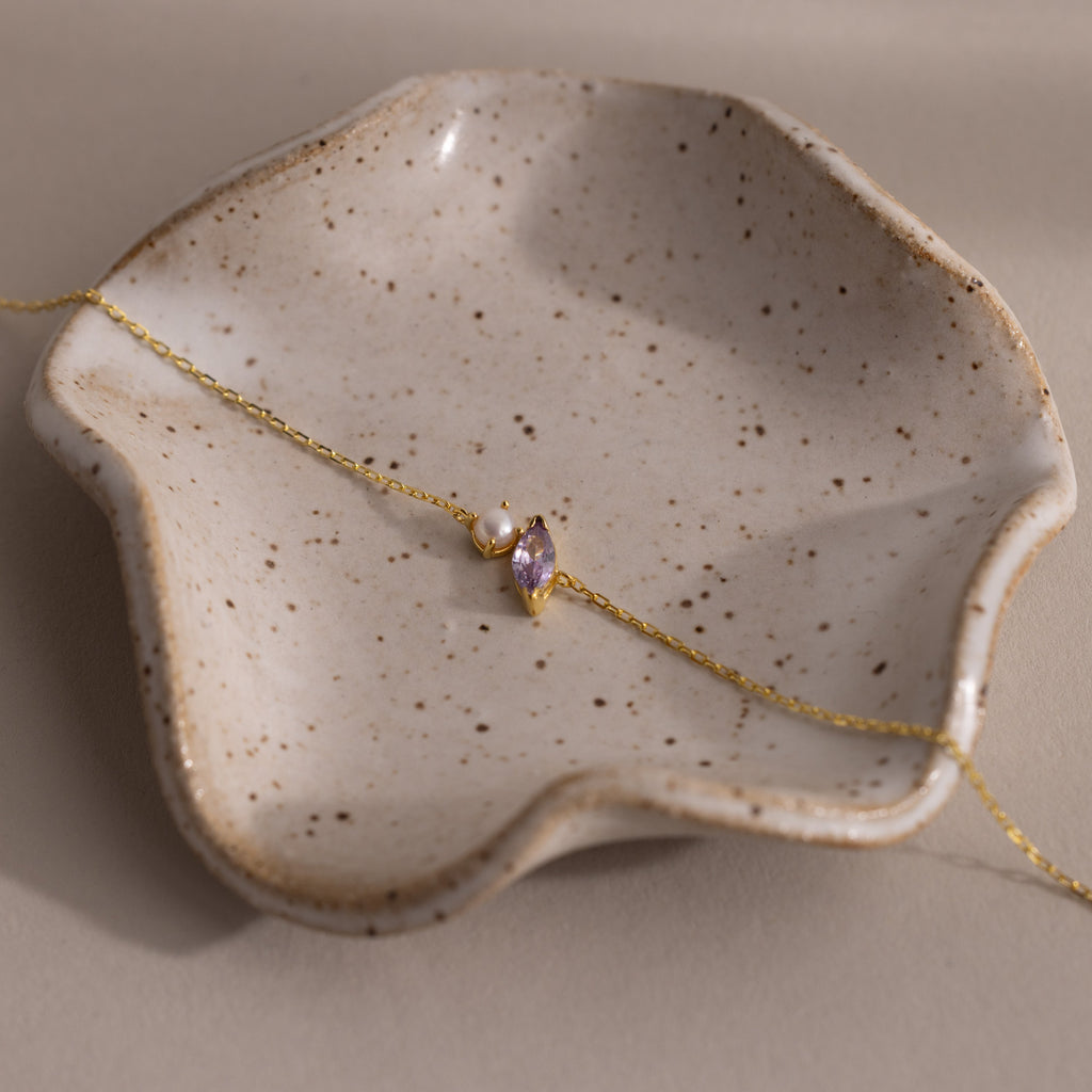 Marquise Birthstone & Pearl Bracelet