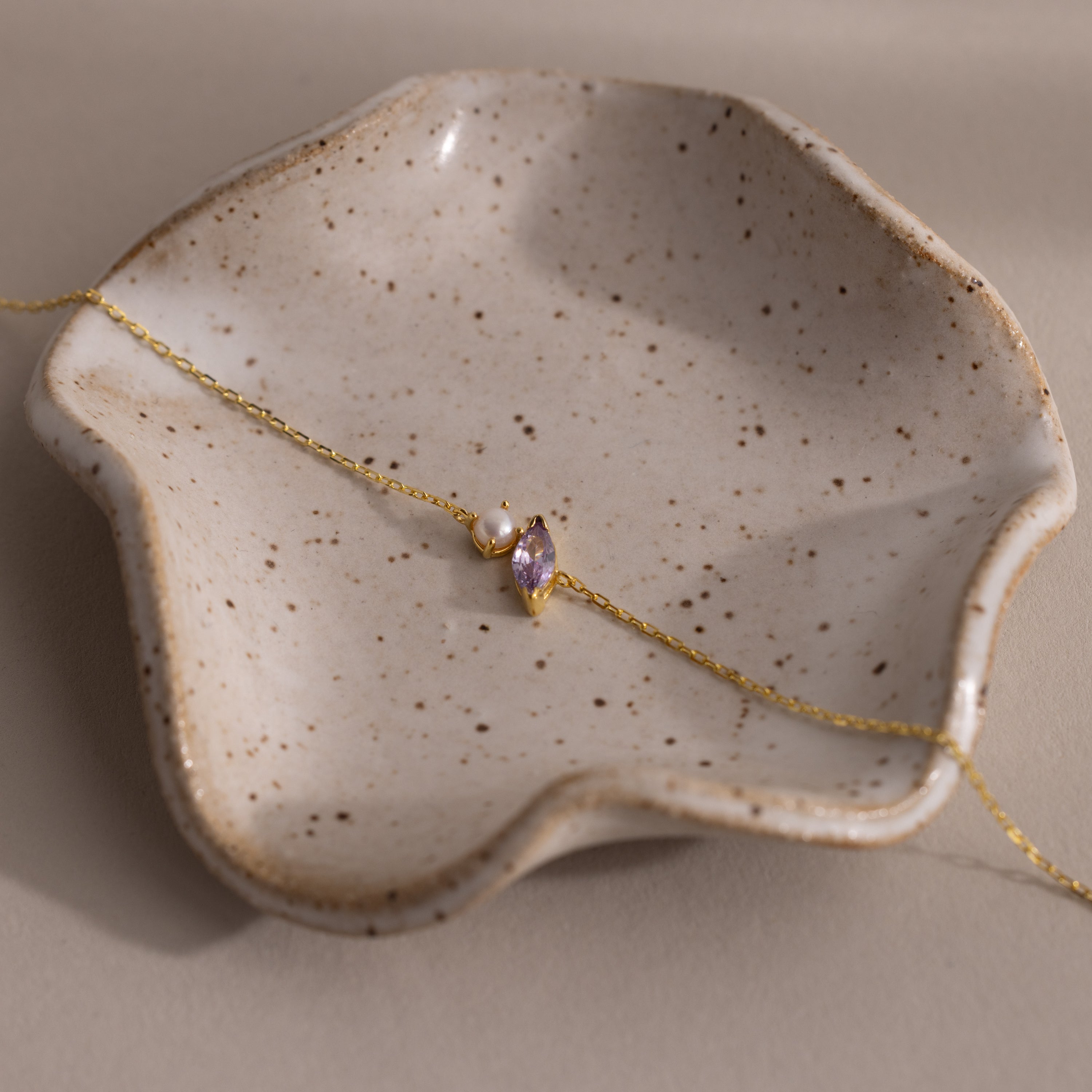 Marquise Birthstone & Pearl Bracelet