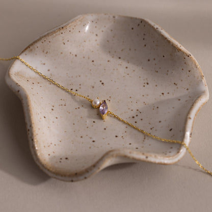 Marquise Birthstone & Pearl Bracelet