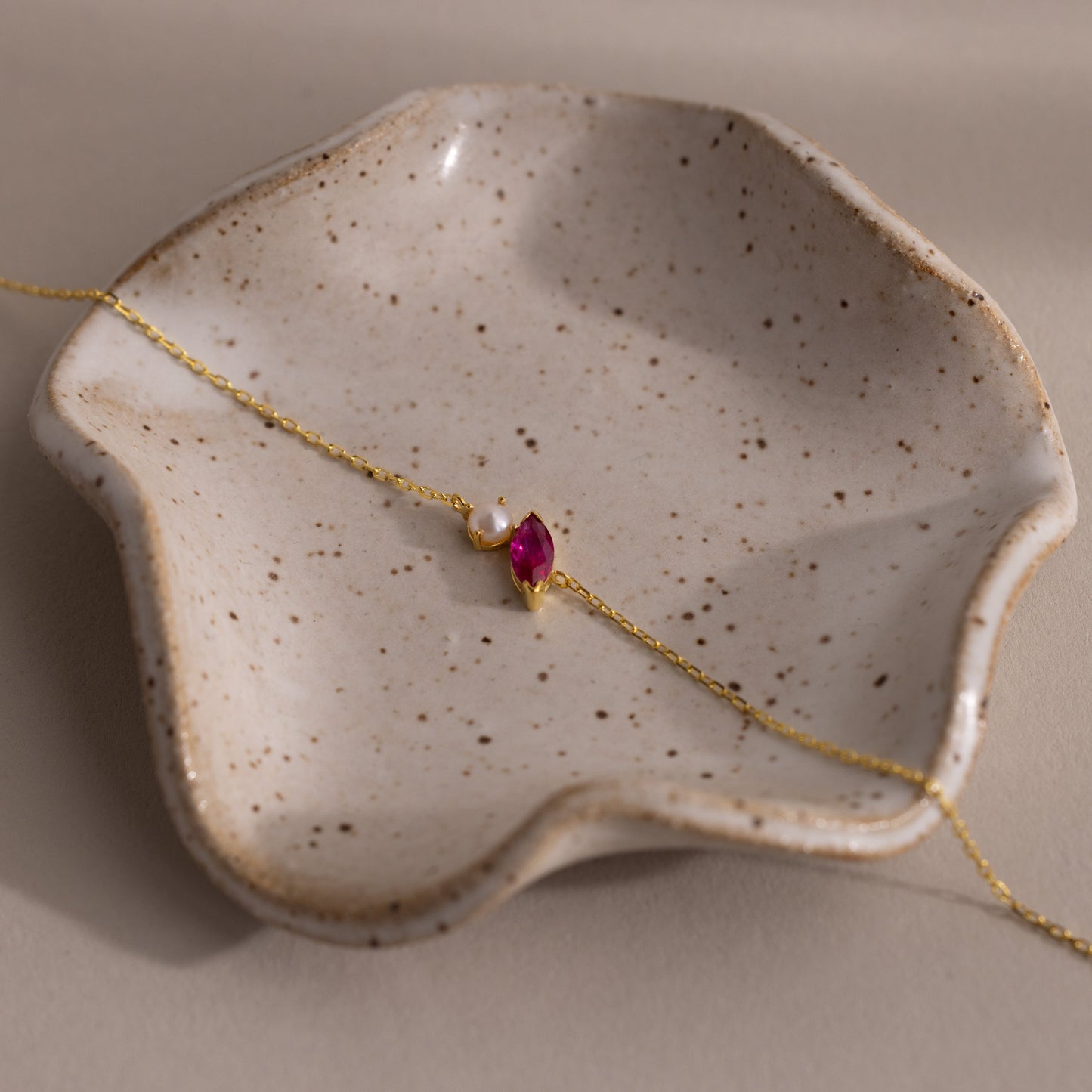 Marquise Birthstone & Pearl Bracelet