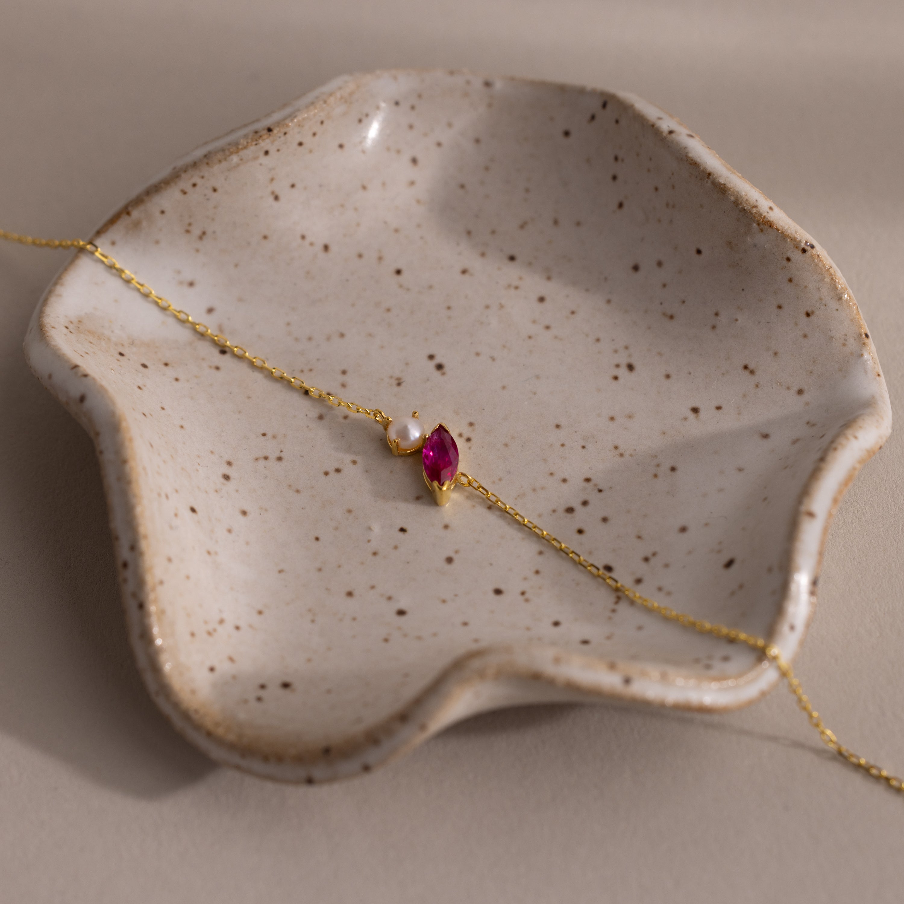 Marquise Birthstone & Pearl Bracelet