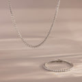 3-Prong Diamond Tennis Necklace & Bracelet Set