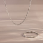 3-Prong Diamond Tennis Necklace & Bracelet Set